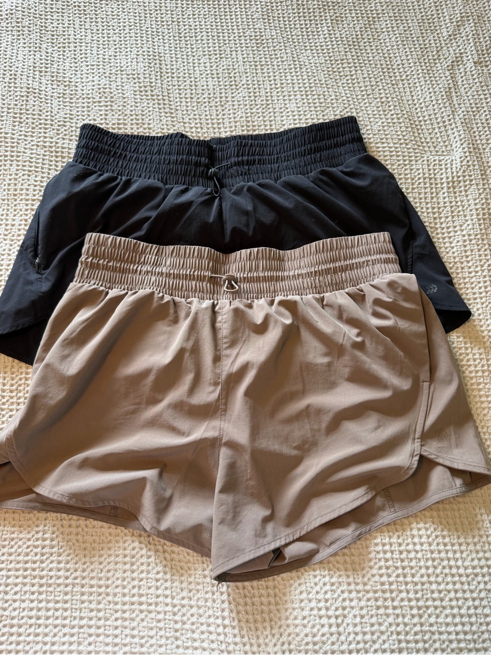 all in motion Women's Black and Taupe Athletic Shorts Duo